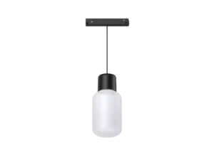 Pure 48V Pendant Track Light 7W Black with Frosted Glass Diffuser